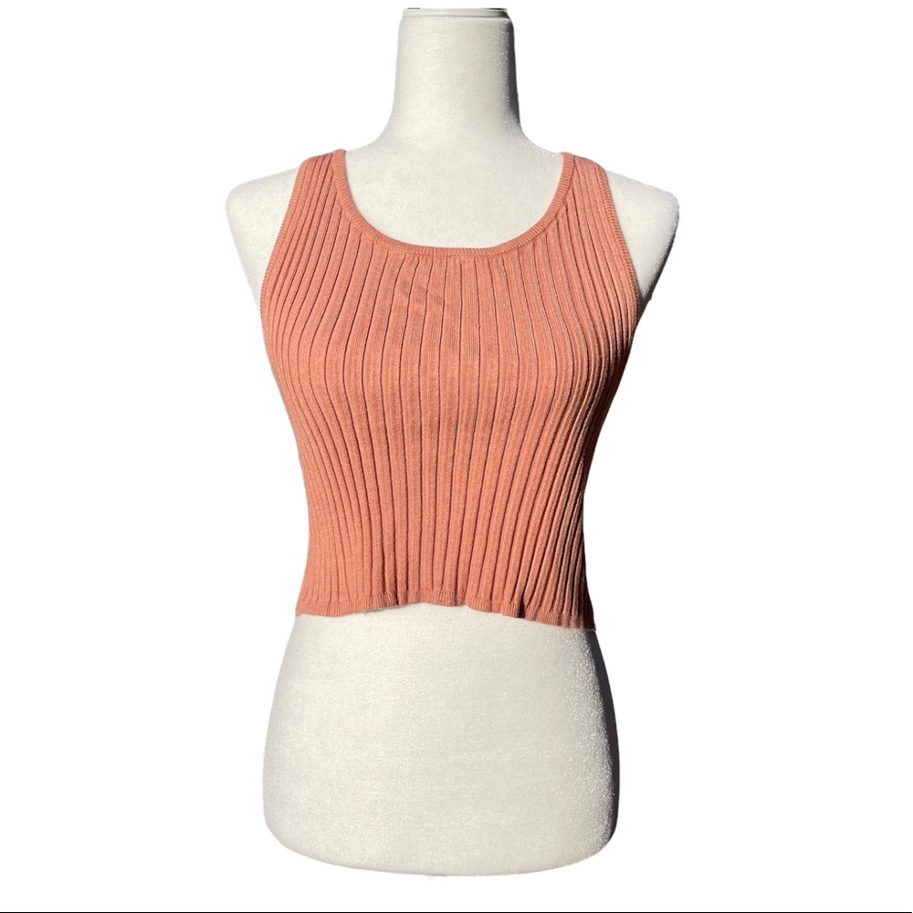 Forever 21 Dusty Rose Scoop Neck Sleeveless Knitted Ribbed Crop Top